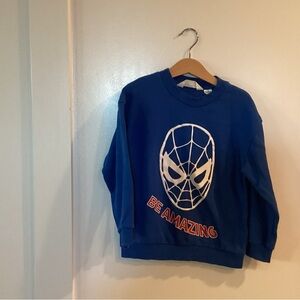 H&M Blue Kids Sweatshirt with Spider Mask Graphic